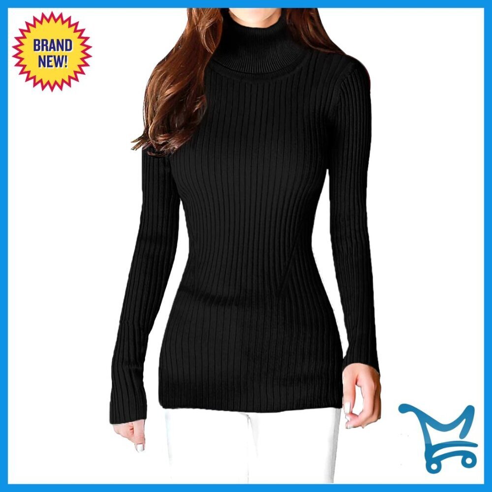 Ribbed Turtleneck Sweater Sexy Fitted Knitted Pullover Warm Chic Casual Wear